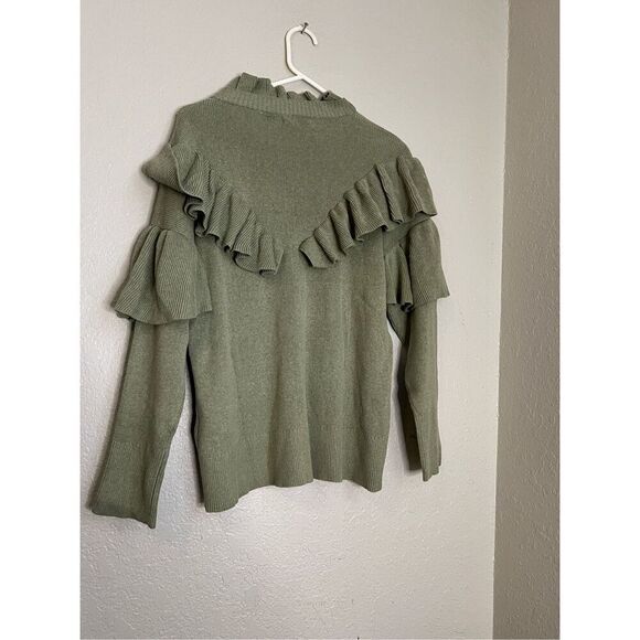New Lolita ruffle trim green sweater XL cozy warm - Picture 3 of 4